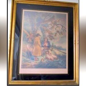 Antique George Morland The Shepherd's Meal Hand Coloured Mezzotint